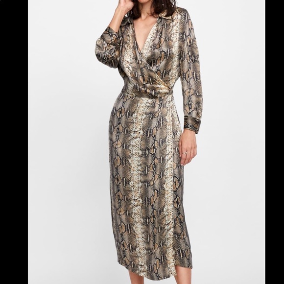 Zara Dresses & Skirts - Zara Snake Print Wrap Dress